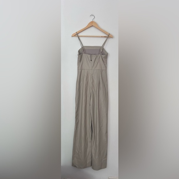 ZARA WOMEN STONE FAUX LEATHER LONG JUMPSUIT Wide-Leg Silhouette - Picture 8 of 11
